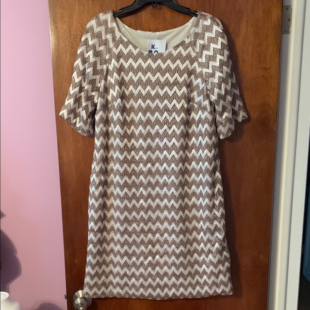 Gold white Chevron Dress